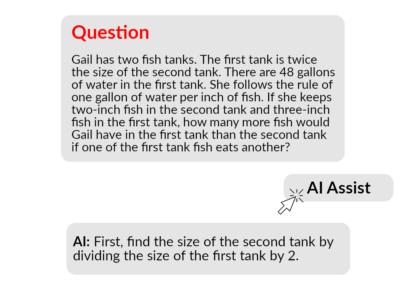 Simple AI Math Tutor mock-up (mouse cursor is from kindpng.com)